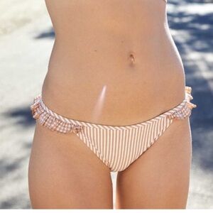 3/30 Aerie ruffle bikini striped size medium